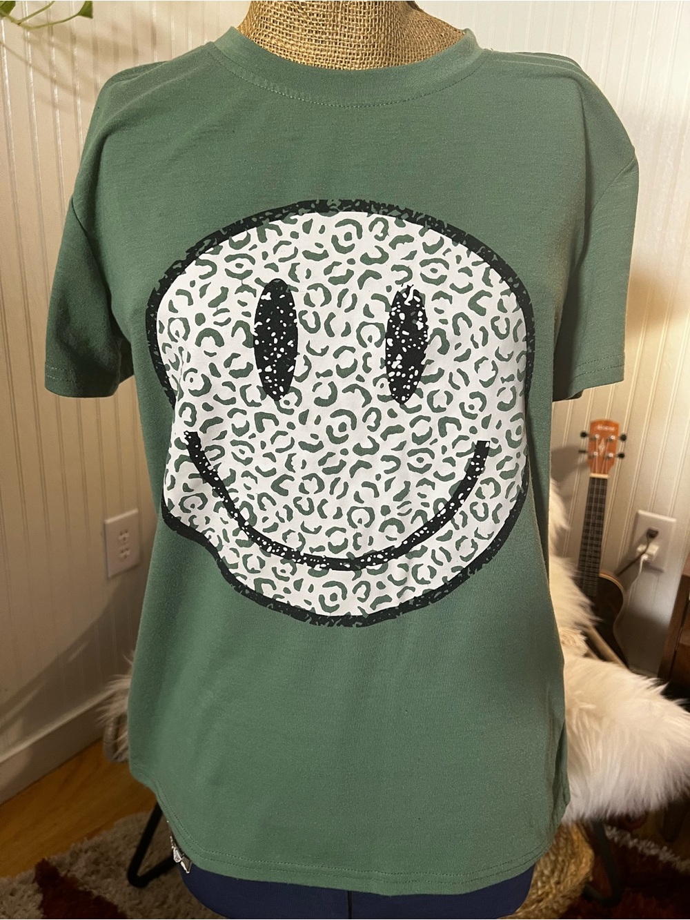 Women’s Green Smiley Graphic Tee
